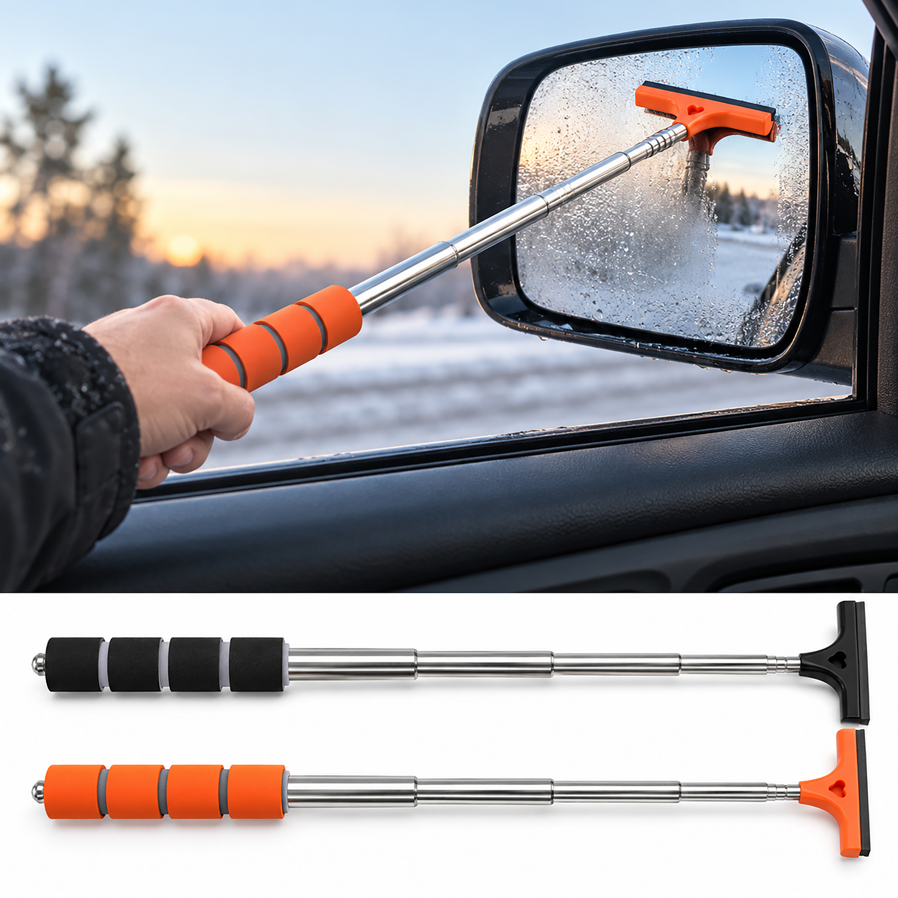 BURCO TELESCOPING SIDEVIEW MIRROR SQUEEGIE-BLACK